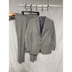 Egara Suit Men‎ 40L Gray Wool 2B Slim Office Career Academia Pants 36X32 Luxury